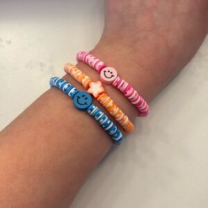 Pink orange and blue bracelet trio